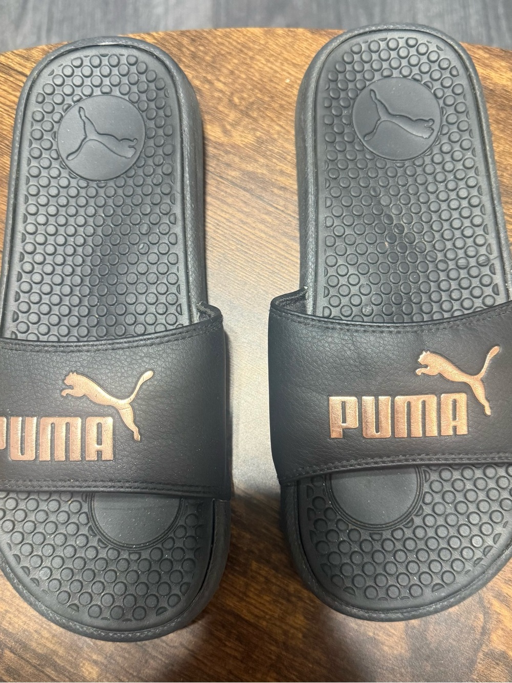 Puma Men’s Black Slide Sandals with Bronze Logo